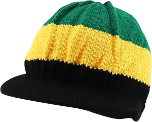 100% Cotton Rasta Knit Beanie Visor