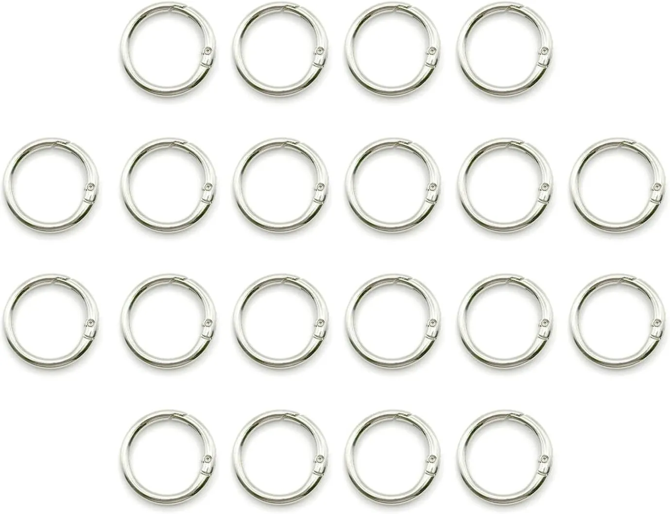 20 Pack 0.5 Inch Round Buckle ClipSpring Circle Carabiner Clips, Metal Keyring Keychain Clip for Key Bag Purses(Silver)