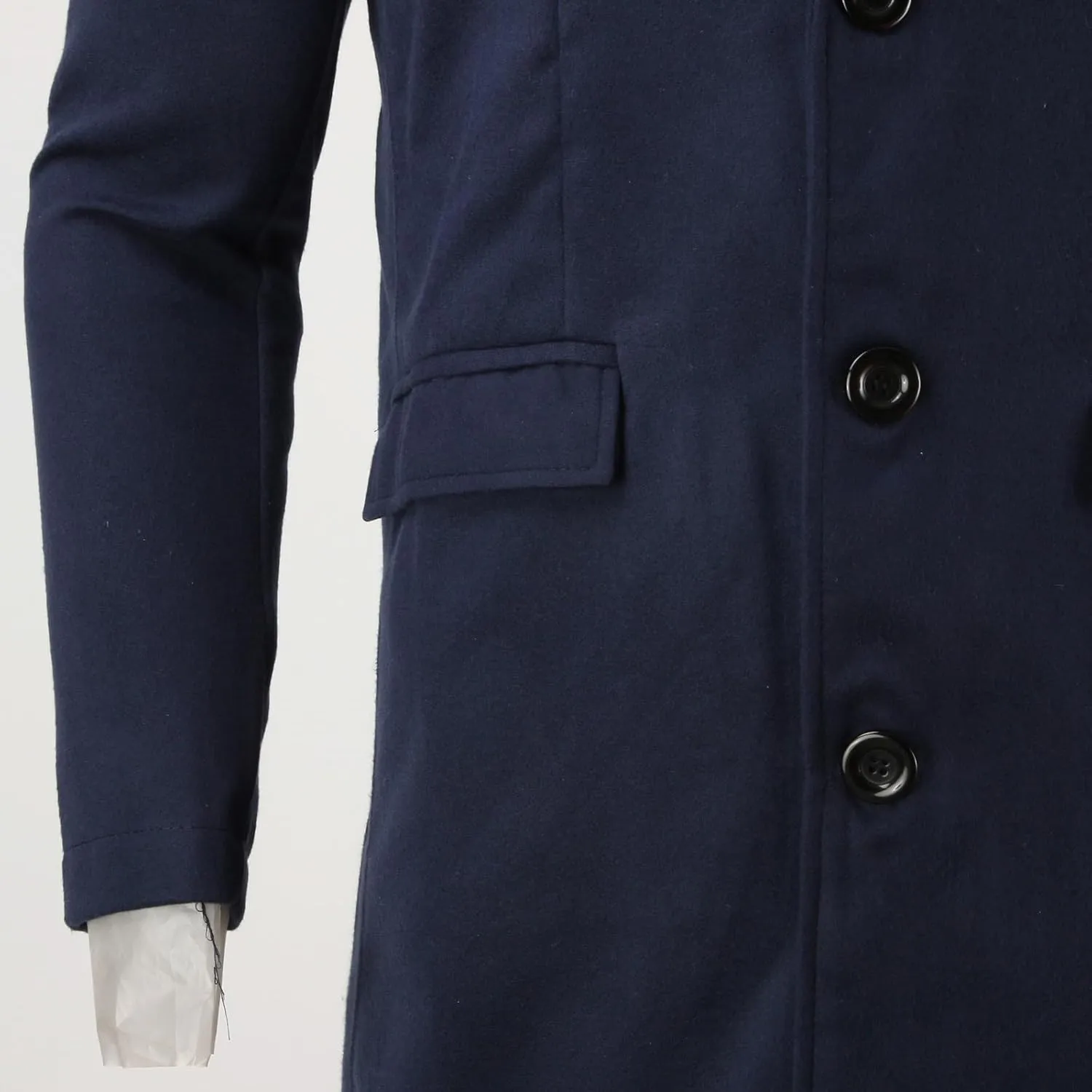 2023 Men's Casual Trench Coat Slim Fit Notched Collar Long Suit Jacket Overcoat Single Breasted Pea Coat Blazers wih Pockets