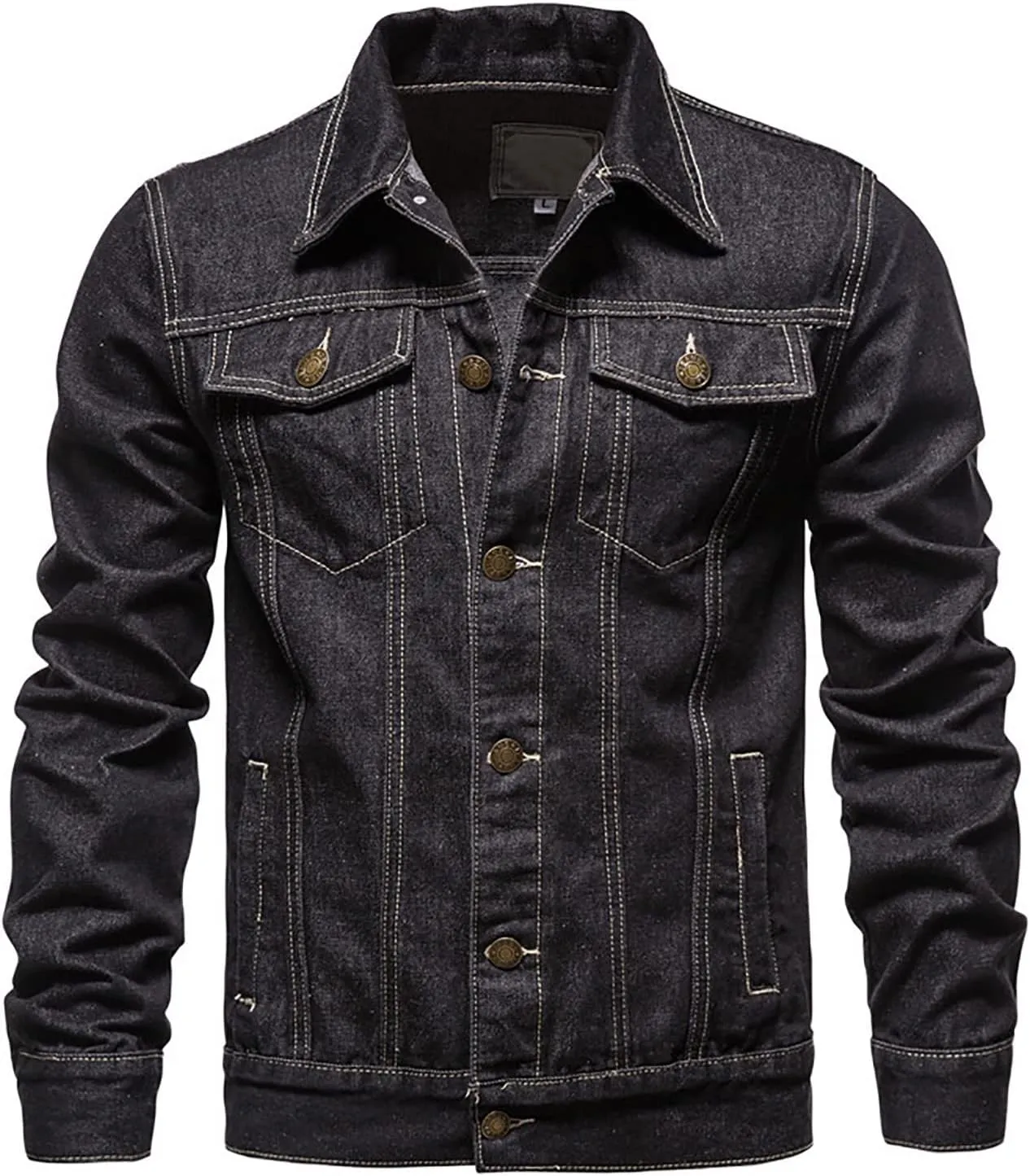 2024 Denim Jacket Men Stylish Vintage Long Sleeve Shacket Jackets Distressed Washed Collar Button Down Jeans Jacket