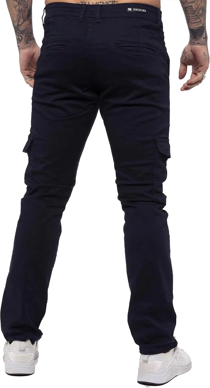 989Z ENZO Mens Cargo Combat Trousers Pants Cotton Casual Slim Fit Stretch Chinos