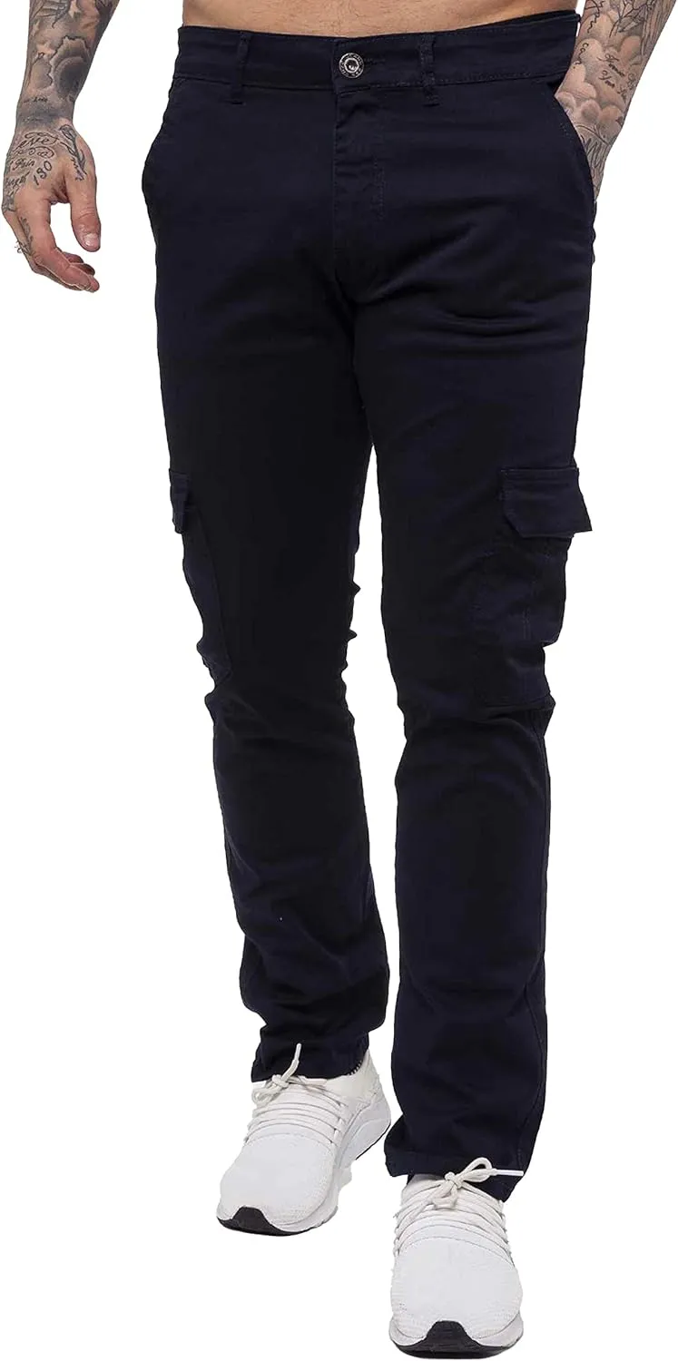 989Z ENZO Mens Cargo Combat Trousers Pants Cotton Casual Slim Fit Stretch Chinos
