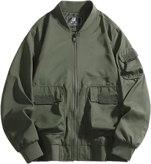Akklian Men's Softshell Bomber Jacket Fleece Lined Tactical Military Jacket Lightweight Water-Resistant Winter Windbreaker