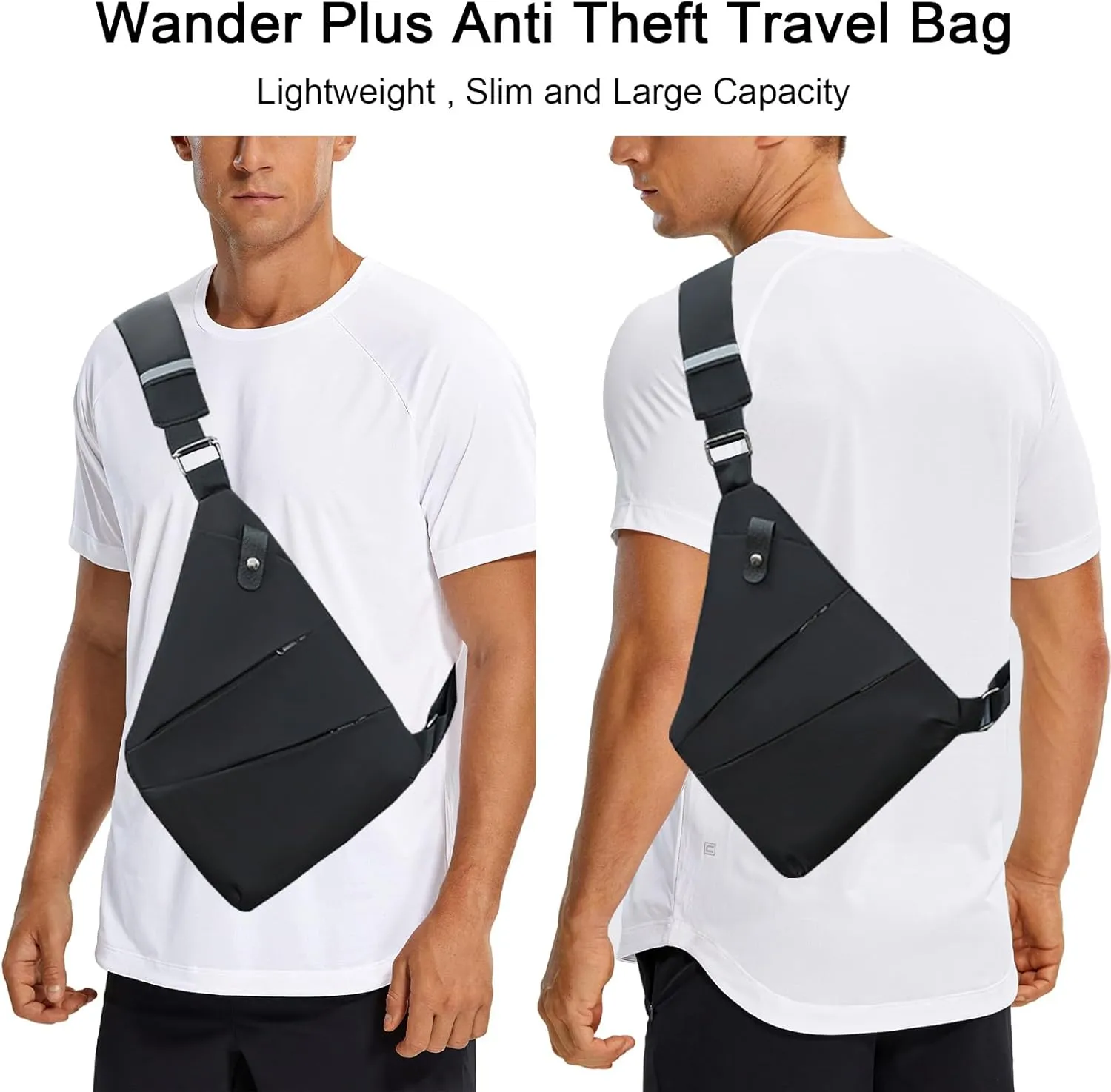 Anti Theft Crossbody Bags, Slim Sling Bag Anti-theft Travel Bag for Women Men, Lightweight Chest Shoulder Backpack