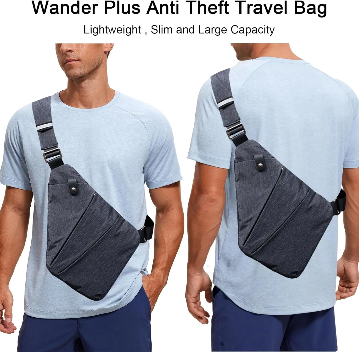 Anti Theft Crossbody Bags, Slim Sling Bag Anti-theft Travel Bag for Women Men, Lightweight Chest Shoulder Backpack