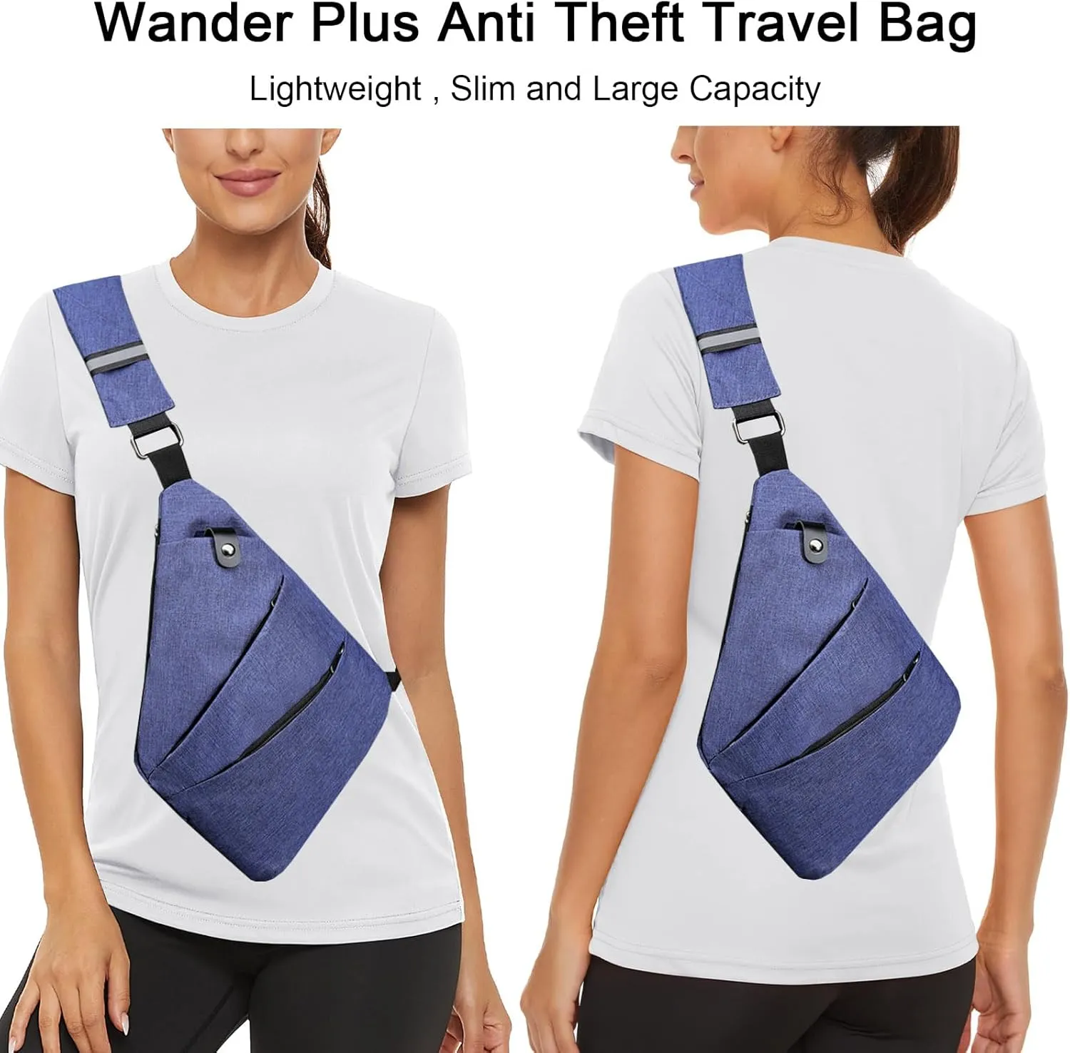 Anti Theft Crossbody Bags, Slim Sling Bag Anti-theft Travel Bag for Women Men, Lightweight Chest Shoulder Backpack