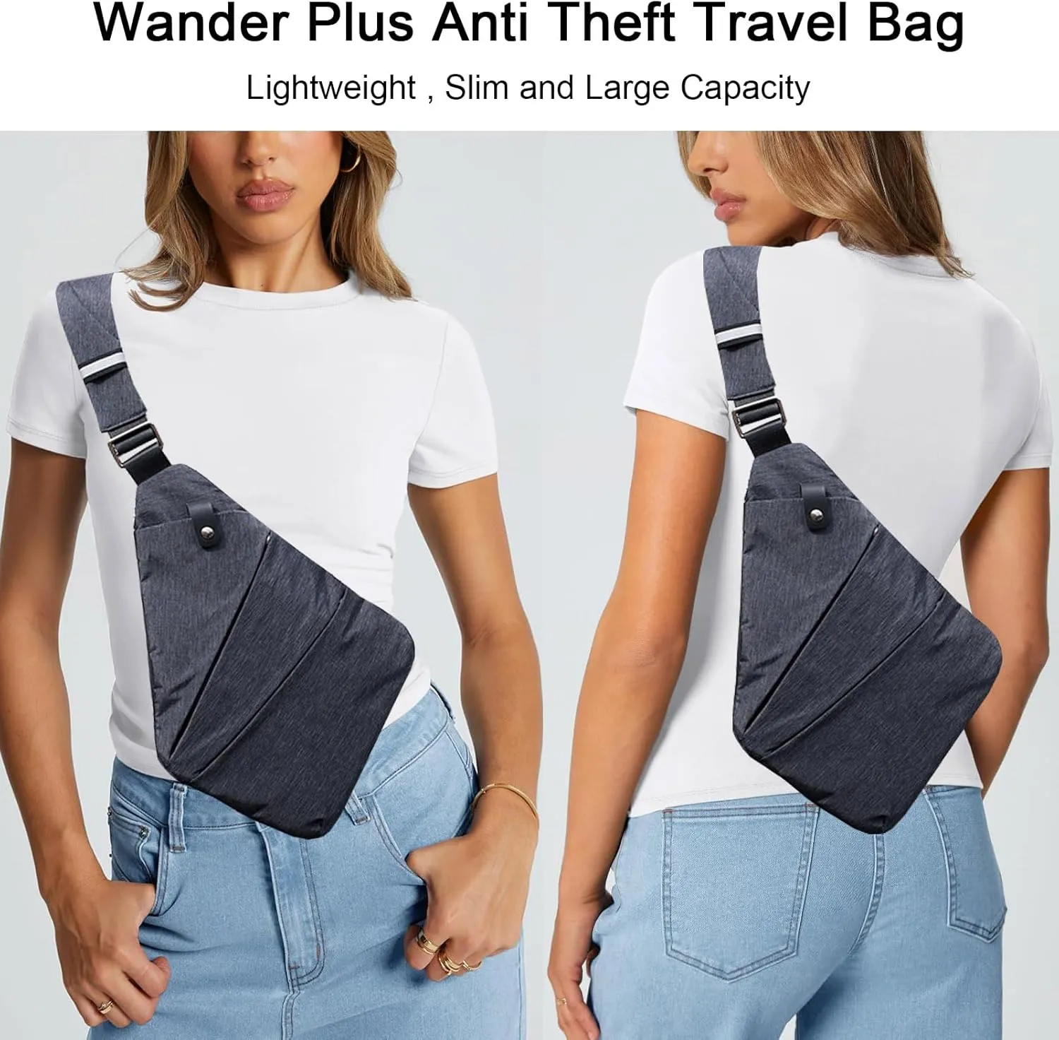 Anti Theft Crossbody Bags, Slim Sling Bag Anti-theft Travel Bag for Women Men, Lightweight Chest Shoulder Backpack