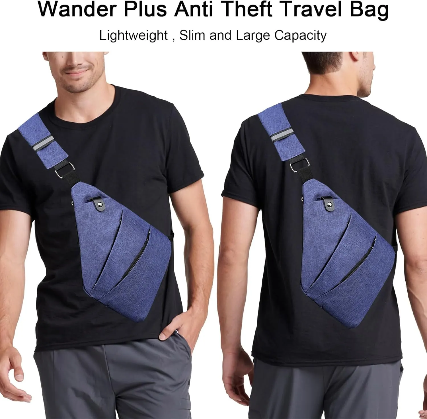 Anti Theft Crossbody Bags, Slim Sling Bag Anti-theft Travel Bag for Women Men, Lightweight Chest Shoulder Backpack
