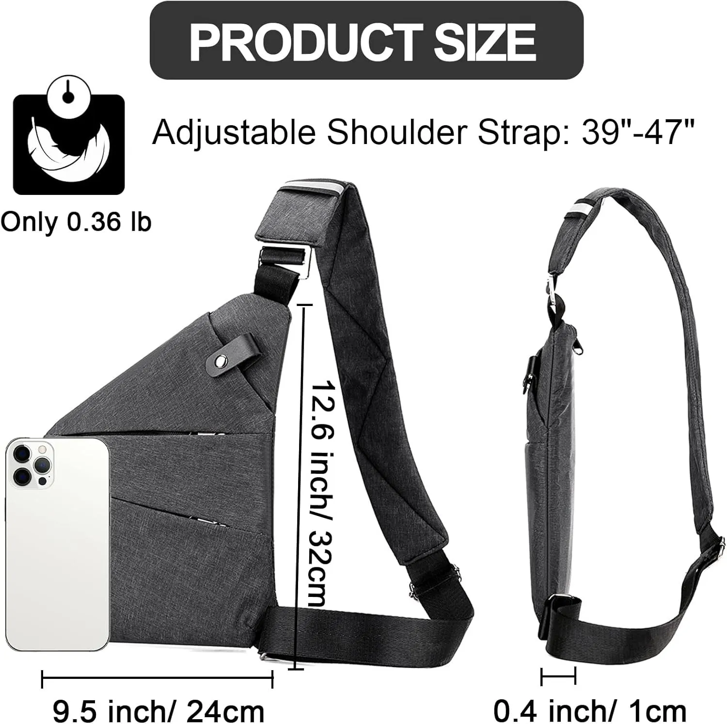Anti Theft Crossbody Bags, Slim Sling Bag Anti-theft Travel Bag for Women Men, Lightweight Chest Shoulder Backpack