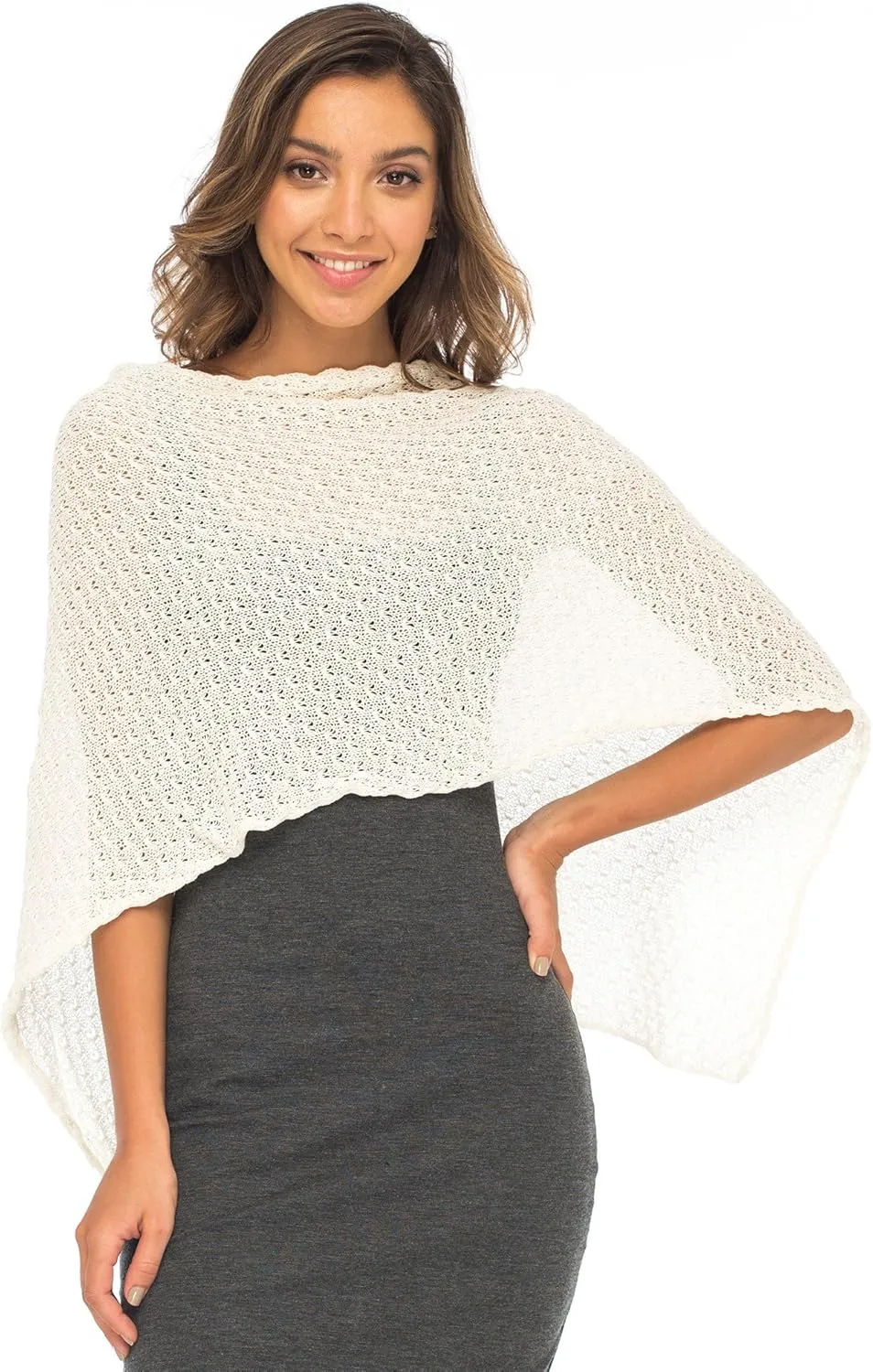 Back From Bali Womens Cotton Shrug Poncho, Lightweight Summer Shrug Pullover Sweater