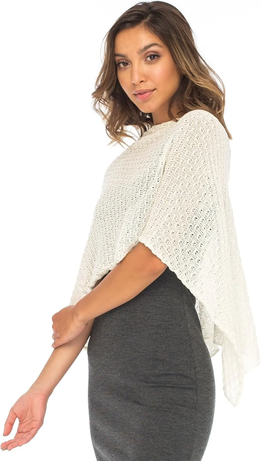 Back From Bali Womens Cotton Shrug Poncho, Lightweight Summer Shrug Pullover Sweater