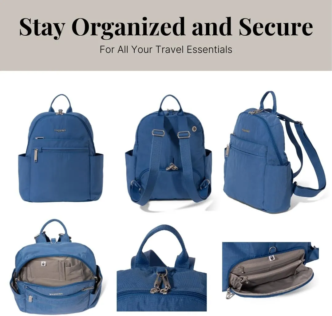 Baggallini Securtex Anti-theft Vacation Travel Backpack 10x13 Slash-Resistant Nylon Daypack w/RFID