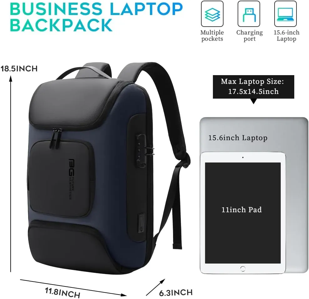 BANGE Anti Theft Backpack,Slim Laptop Backpacks Fit for 15.6 INCHBusiness Backpack with USB Charging Port,Men Travel Backpack for Men and Women