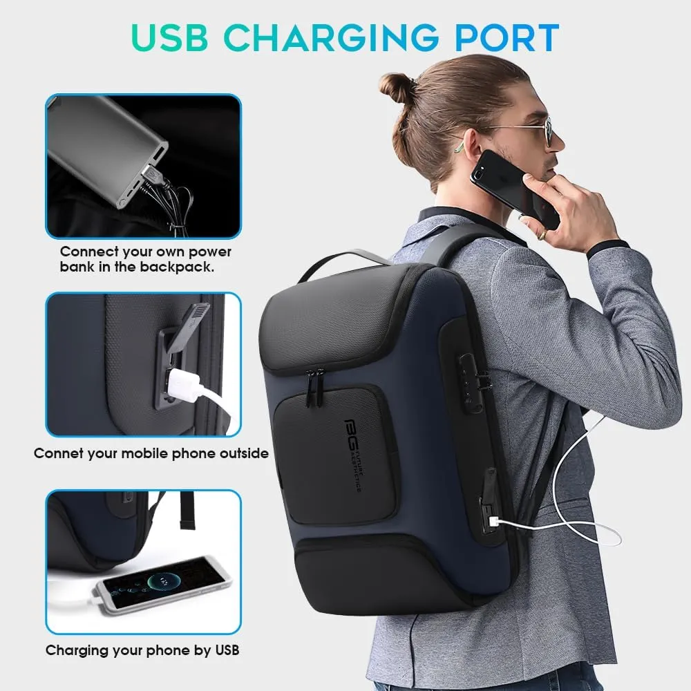 BANGE Anti Theft Backpack,Slim Laptop Backpacks Fit for 15.6 INCHBusiness Backpack with USB Charging Port,Men Travel Backpack for Men and Women