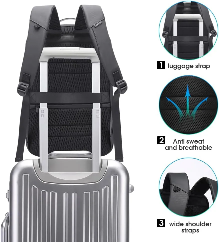 BANGE Anti Theft Backpack,Slim Laptop Backpacks Fit for 15.6 INCHBusiness Backpack with USB Charging Port,Men Travel Backpack for Men and Women
