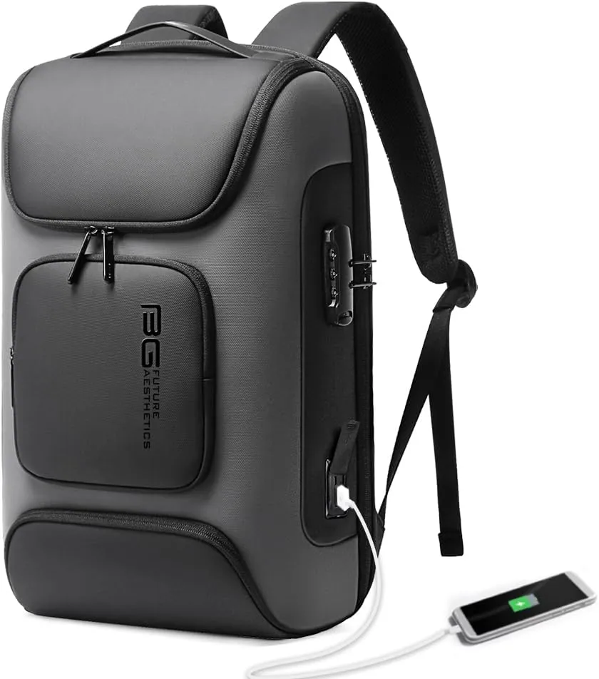 BANGE Business Laptop Backpack Fit for 15.6 INCH,Travel Backpack with USB Charging Port,Men Travel Backpack with Water Bottle Holder for Men and Women