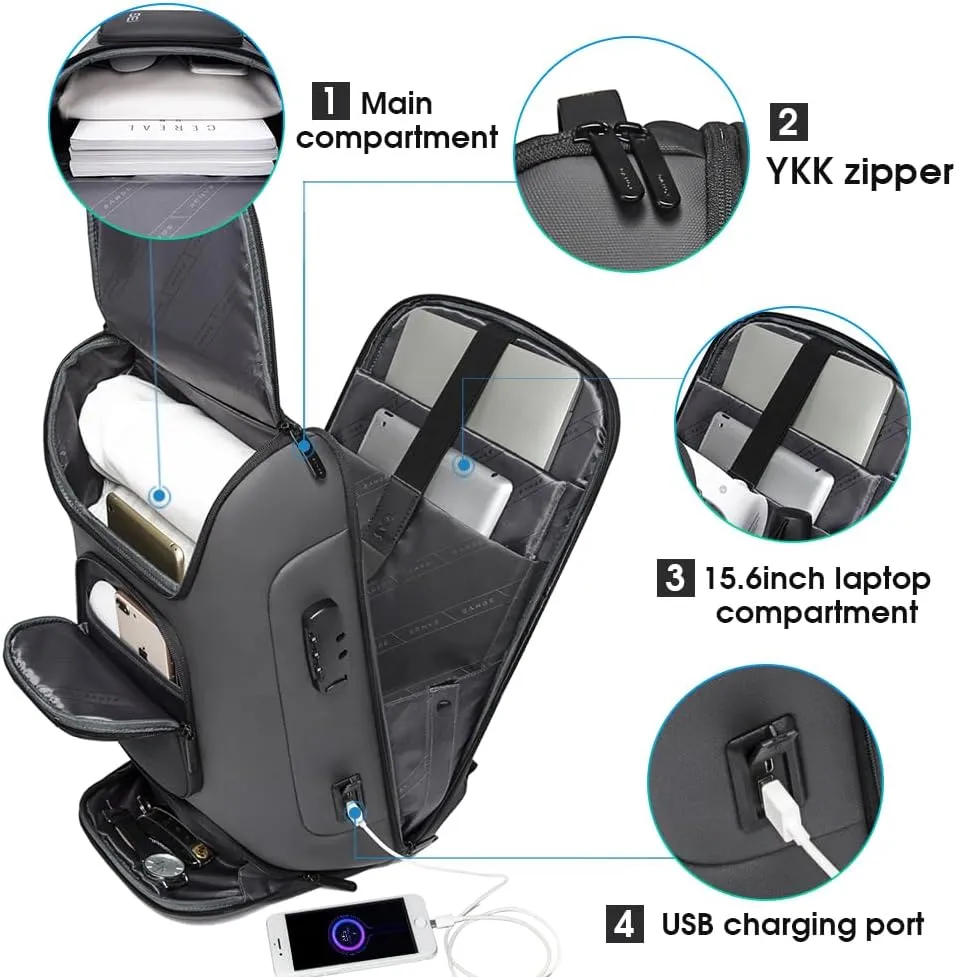 BANGE Business Laptop Backpack Fit for 15.6 INCH,Travel Backpack with USB Charging Port,Men Travel Backpack with Water Bottle Holder for Men and Women