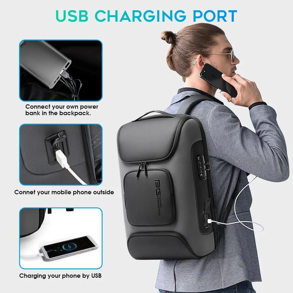 BANGE Business Laptop Backpack Fit for 15.6 INCH,Travel Backpack with USB Charging Port,Men Travel Backpack with Water Bottle Holder for Men and Women