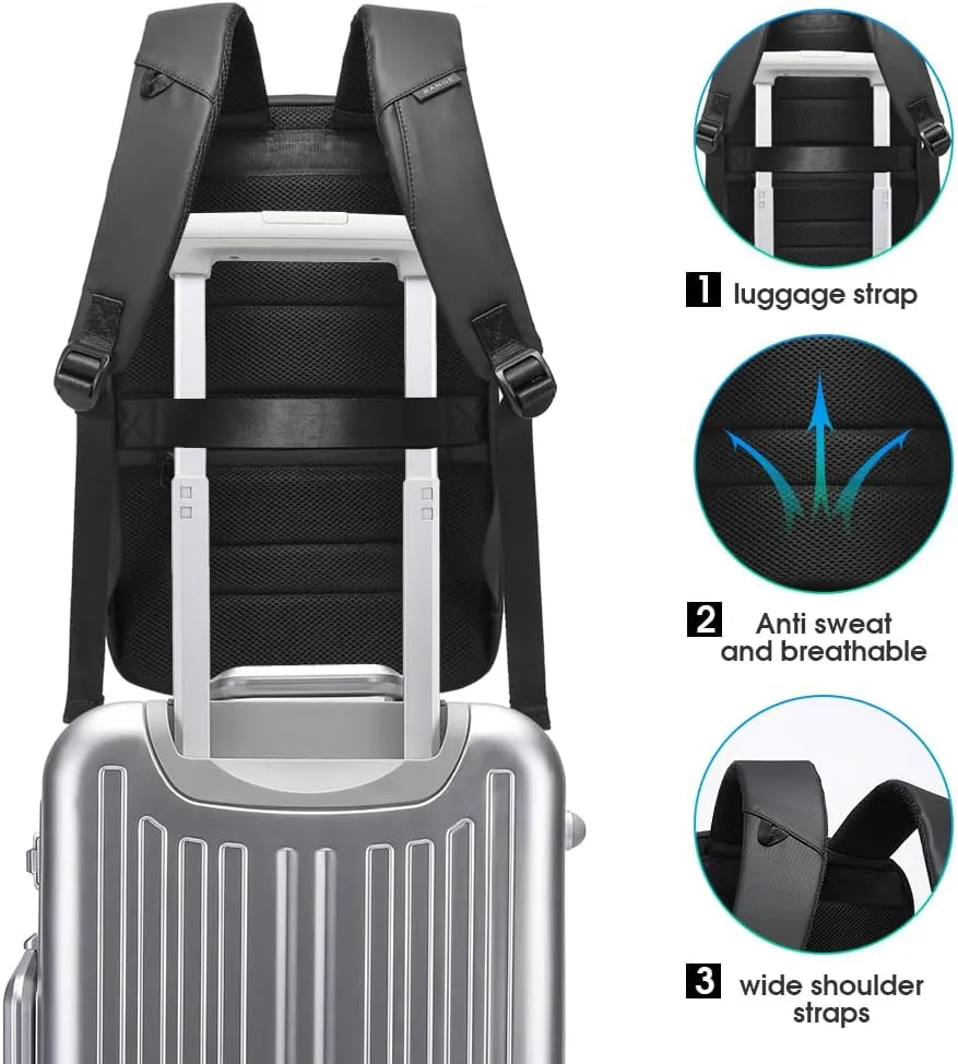 BANGE Business Laptop Backpack Fit for 15.6 INCH,Travel Backpack with USB Charging Port,Men Travel Backpack with Water Bottle Holder for Men and Women