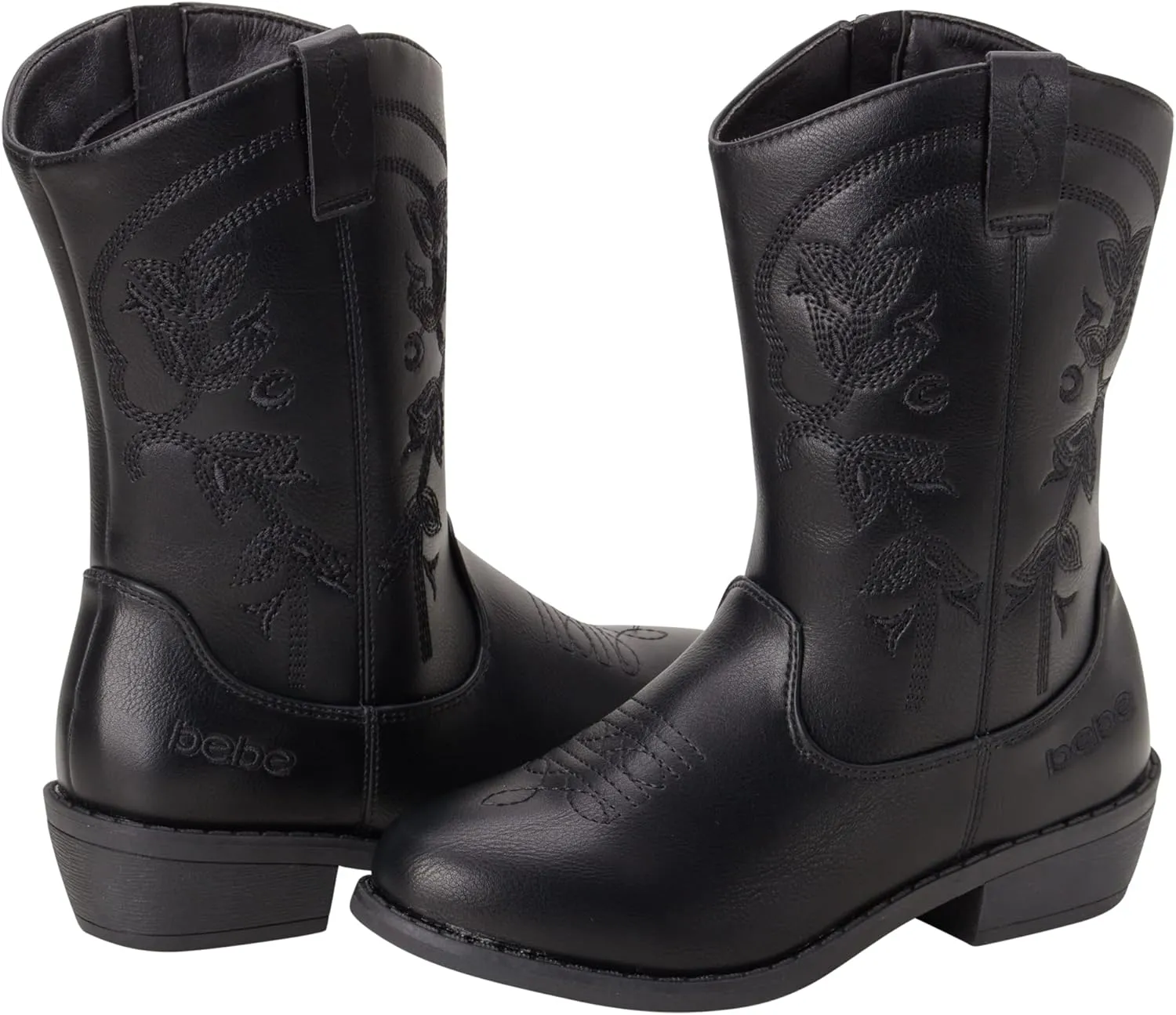 bebe Girls Cowboy Boots - Classic Western Country Cowgirl Boots - Mid Calf Riding Shoes for Toddlers Little and Big Girls