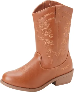 bebe Girls Cowboy Boots - Classic Western Country Cowgirl Boots - Mid Calf Riding Shoes for Toddlers Little and Big Girls