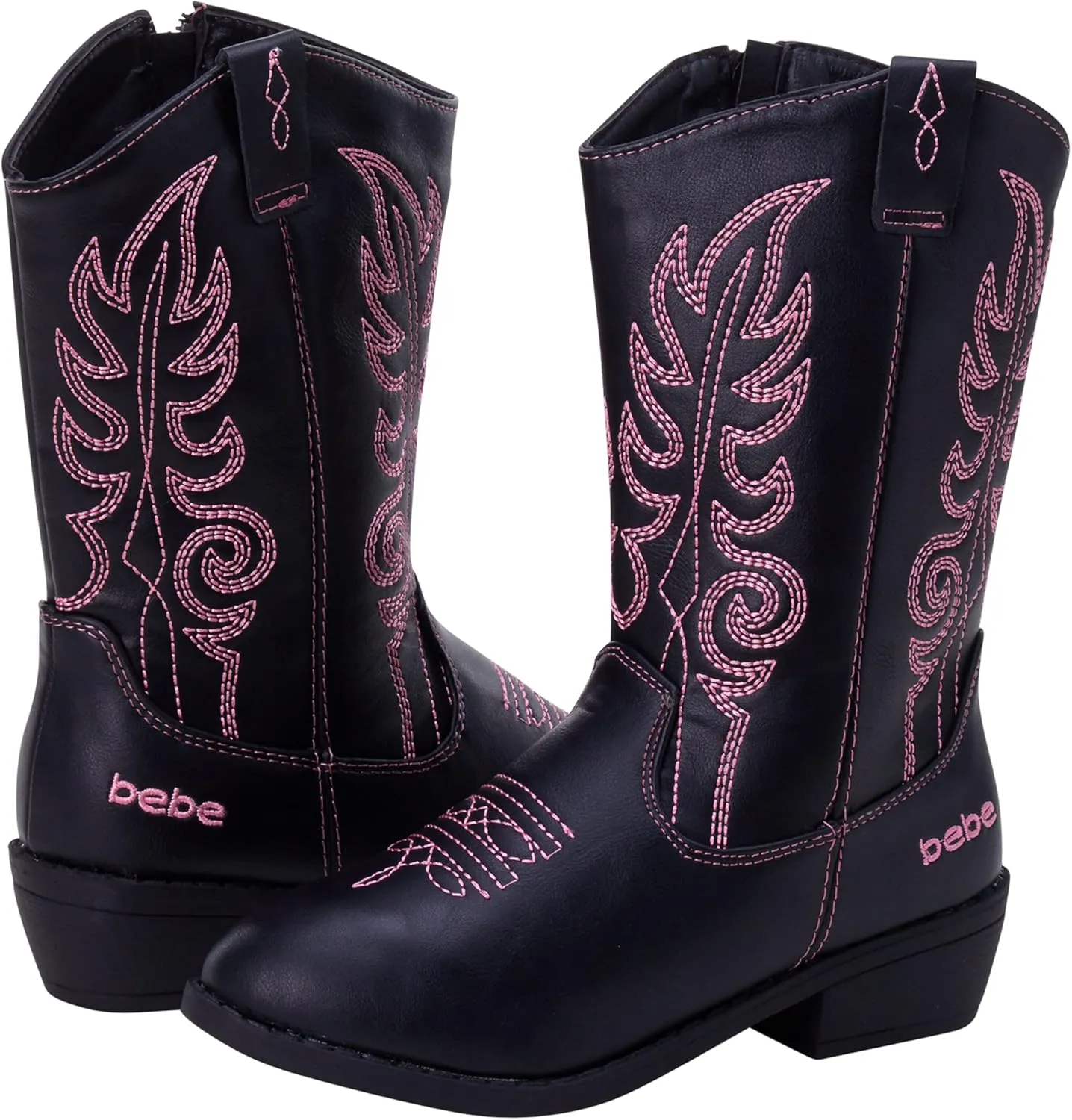 bebe Girls Cowboy Boots - Classic Western Country Cowgirl Boots - Mid Calf Riding Shoes for Toddlers Little and Big Girls