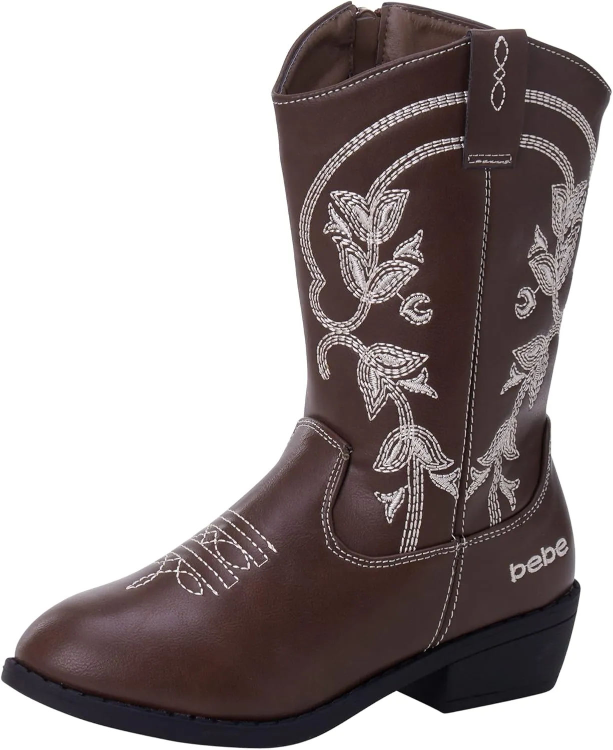 bebe Girls Cowboy Boots - Classic Western Country Cowgirl Boots - Mid Calf Riding Shoes for Toddlers Little and Big Girls