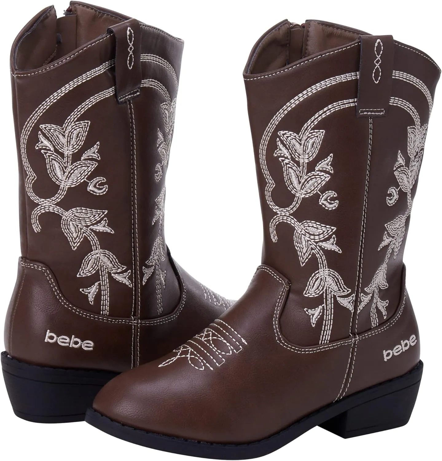bebe Girls Cowboy Boots - Classic Western Country Cowgirl Boots - Mid Calf Riding Shoes for Toddlers Little and Big Girls