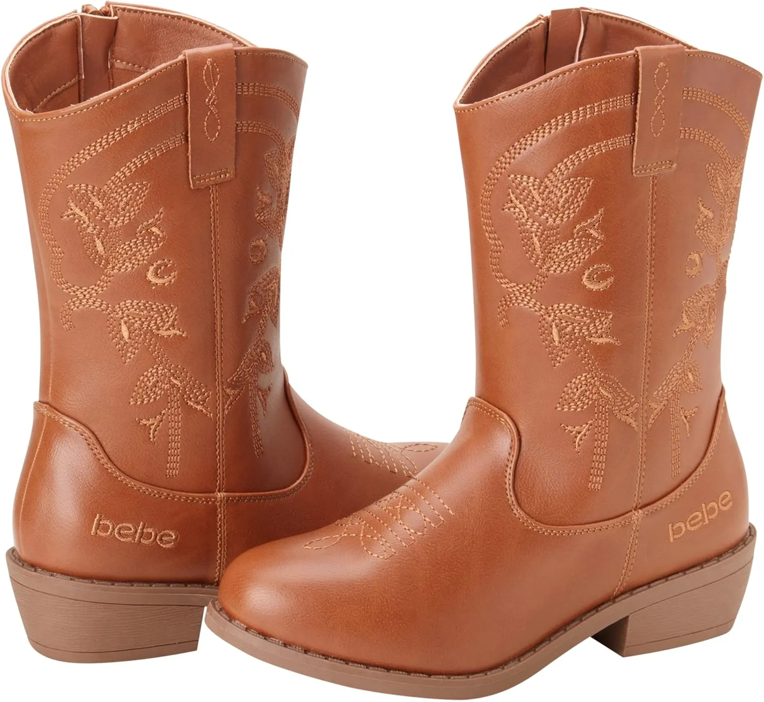 bebe Girls Cowboy Boots - Classic Western Country Cowgirl Boots - Mid Calf Riding Shoes for Toddlers Little and Big Girls