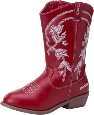 bebe Girls Cowboy Boots - Classic Western Country Cowgirl Boots - Mid Calf Riding Shoes for Toddlers Little and Big Girls