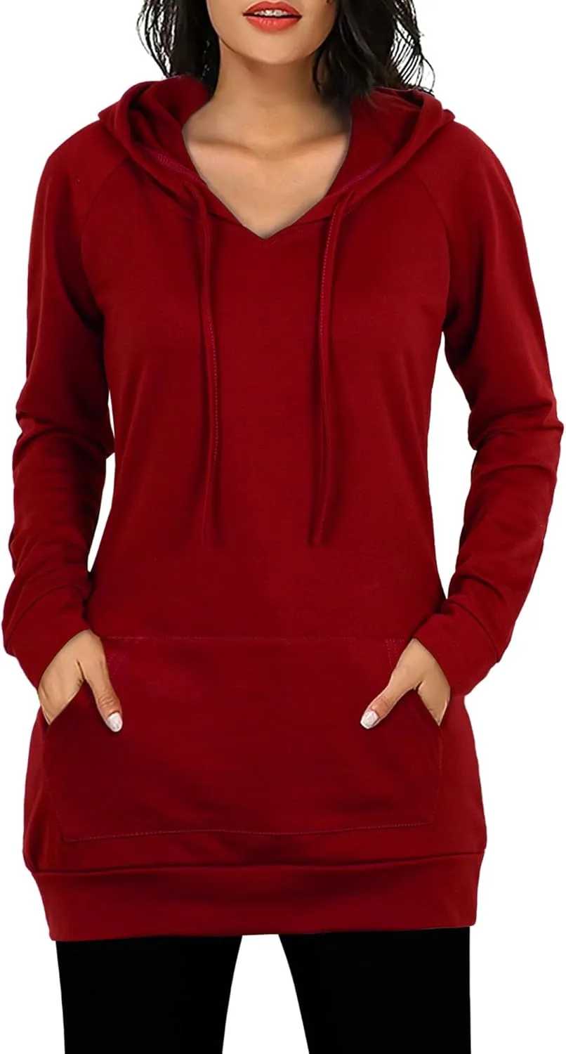 BEPEI Womens Long Sleeve Tunic Hoodie Dressy String Sweatshirts With Pockets