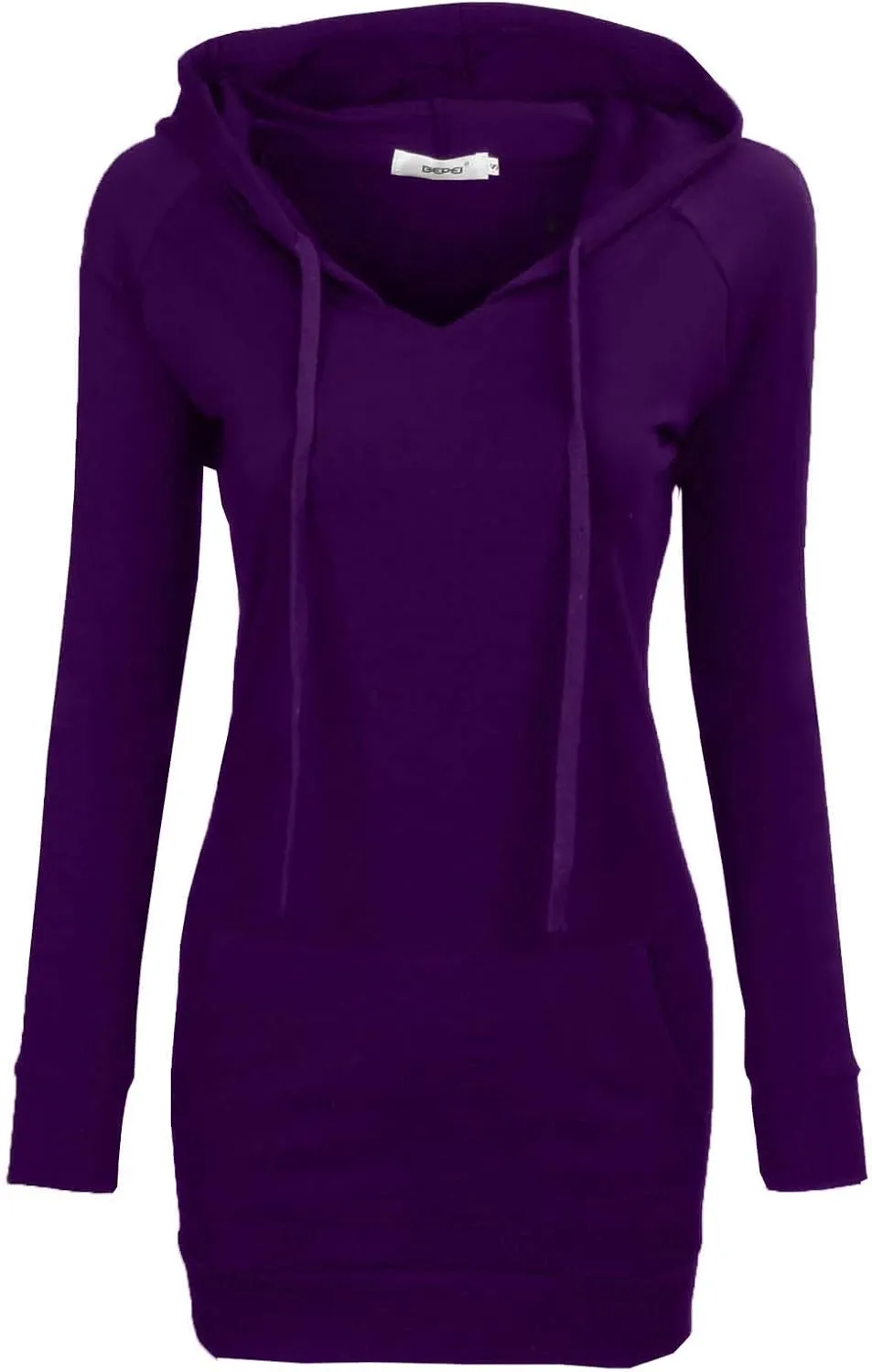 BEPEI Womens Long Sleeve Tunic Hoodie Dressy String Sweatshirts With Pockets