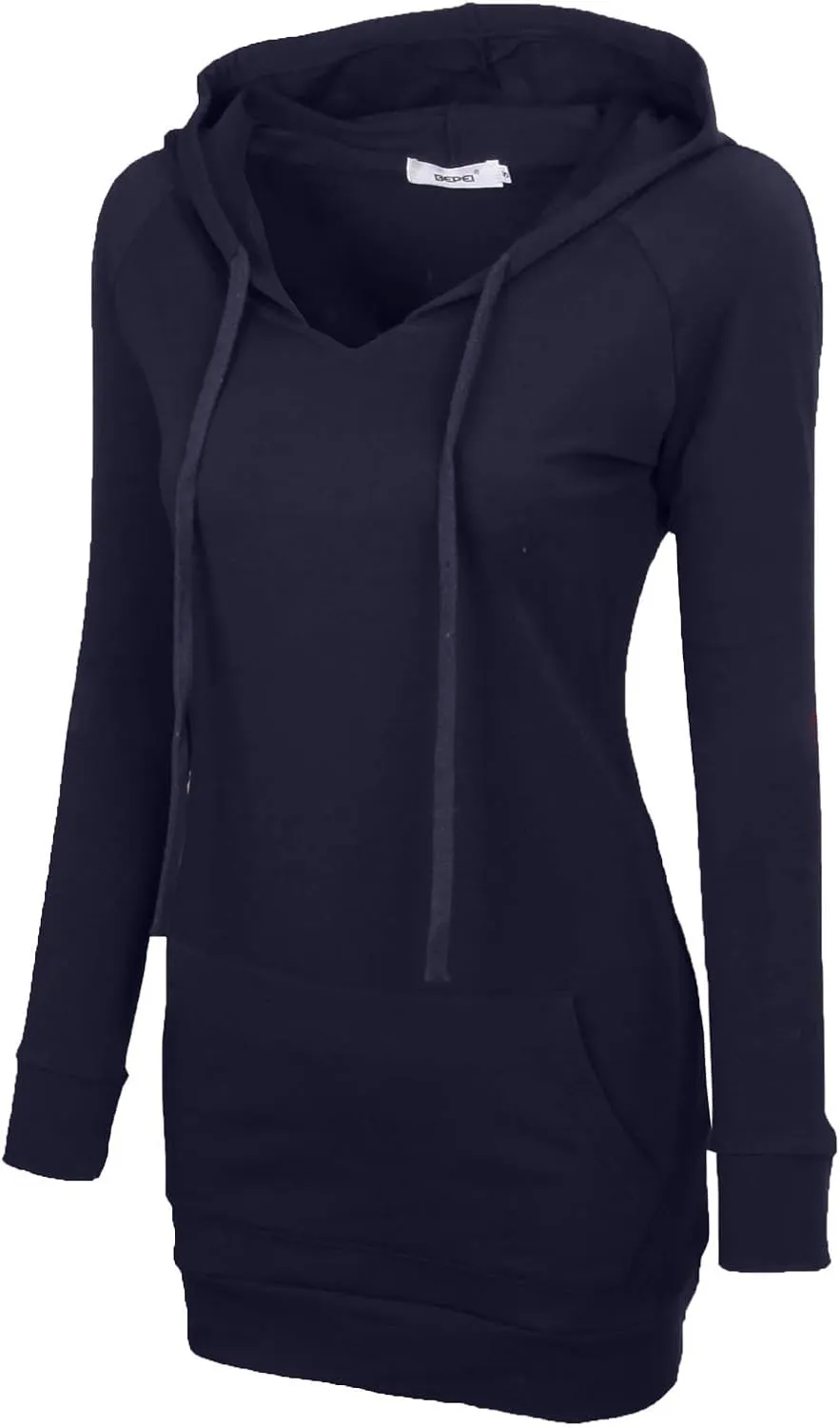 BEPEI Womens Long Sleeve Tunic Hoodie Dressy String Sweatshirts With Pockets