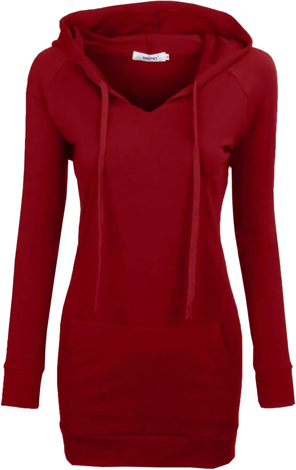BEPEI Womens Long Sleeve Tunic Hoodie Dressy String Sweatshirts With Pockets