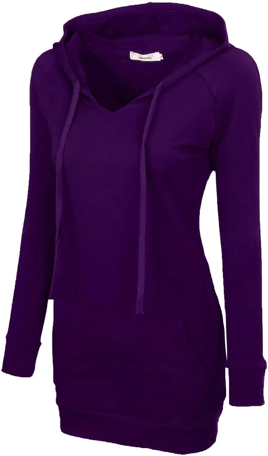 BEPEI Womens Long Sleeve Tunic Hoodie Dressy String Sweatshirts With Pockets