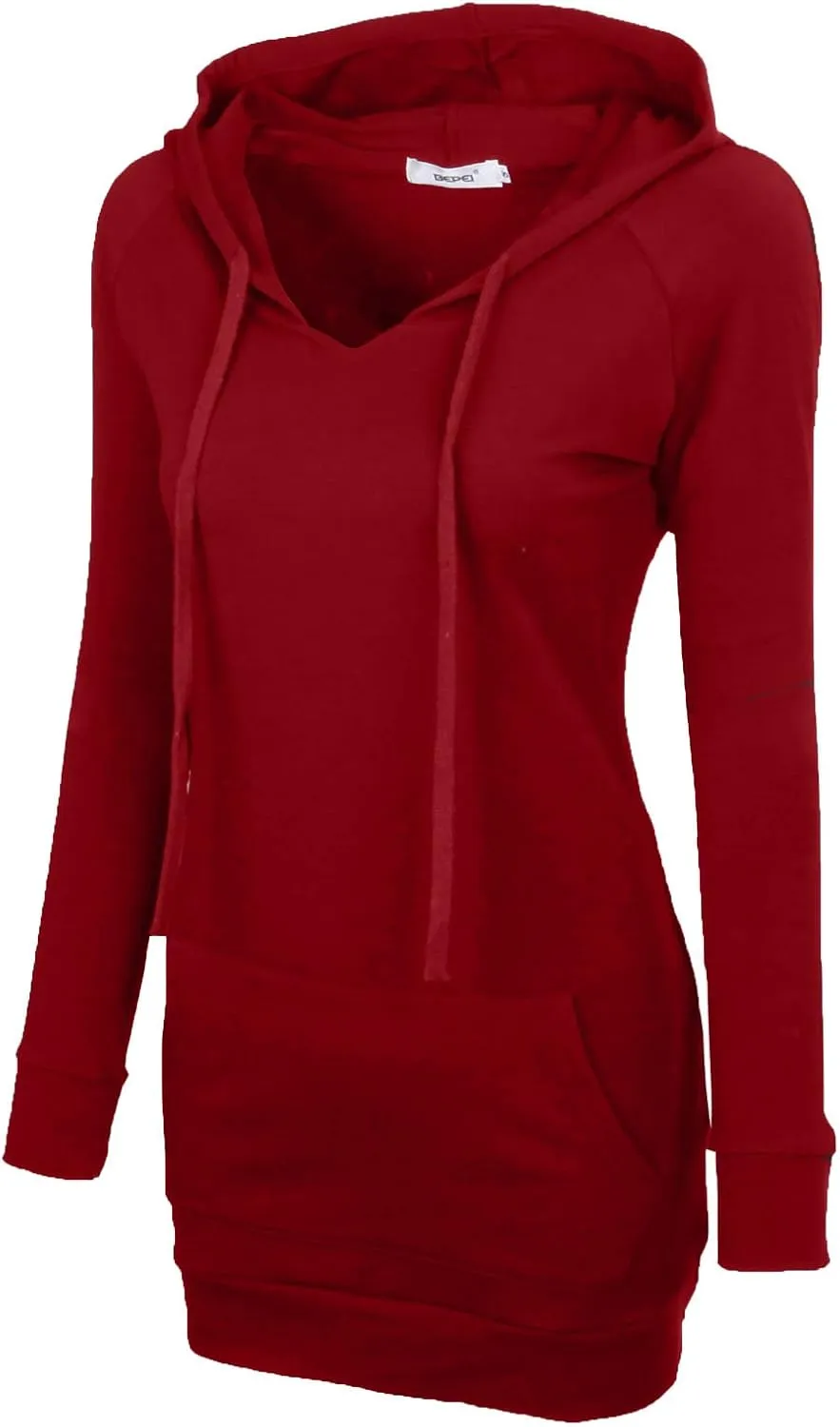 BEPEI Womens Long Sleeve Tunic Hoodie Dressy String Sweatshirts With Pockets