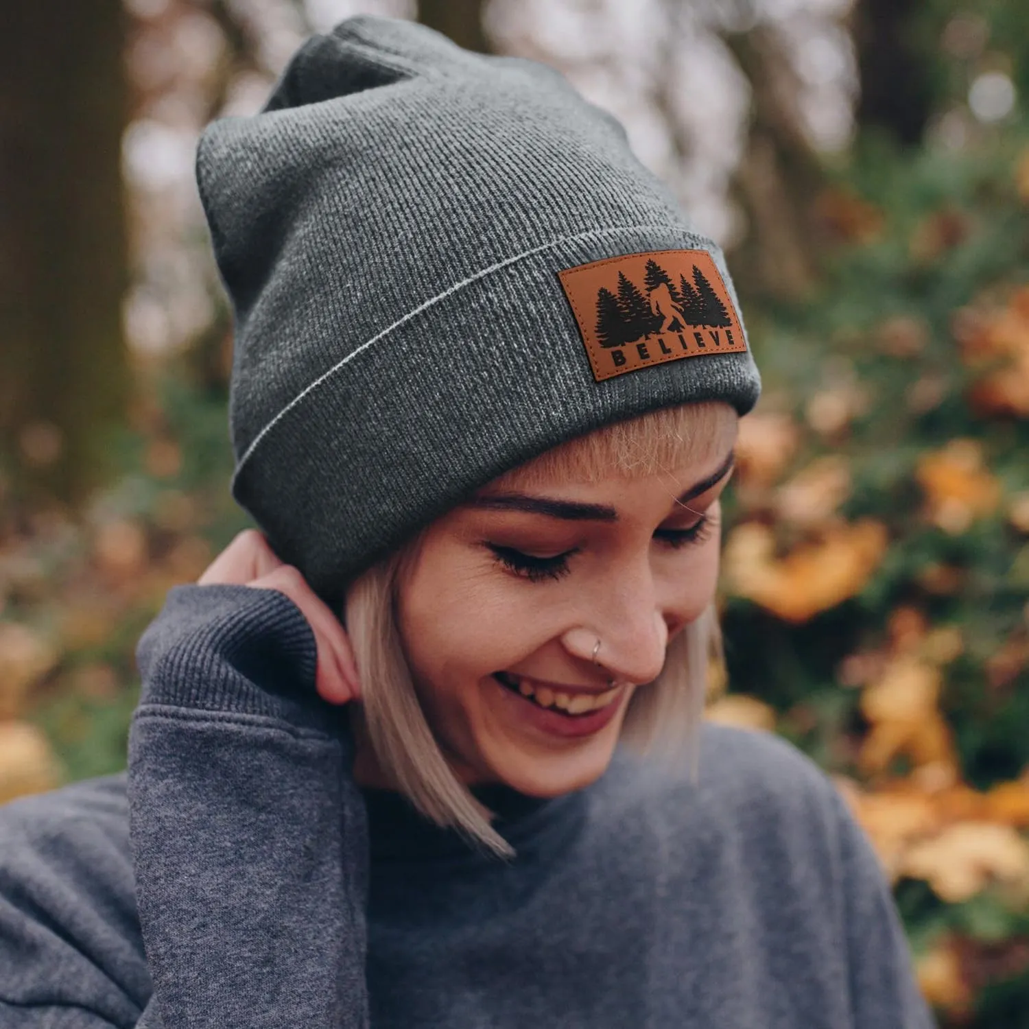 Bigfoot Beanie for Men - Sasquatch Hat Winter Knit Cuffed Beanie for Women - Bigfoot Gifts for Christmas & New Year