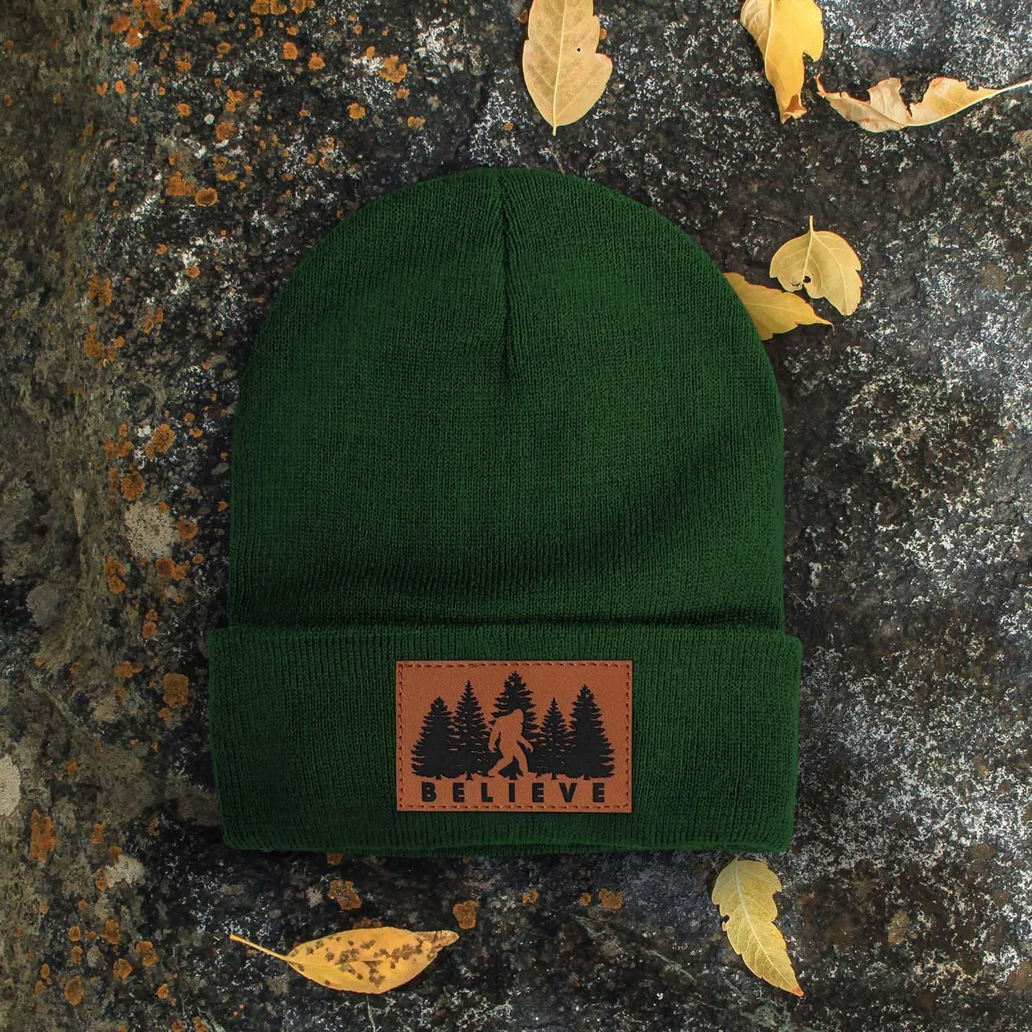 Bigfoot Beanie for Men - Sasquatch Hat Winter Knit Cuffed Beanie for Women - Bigfoot Gifts for Christmas & New Year