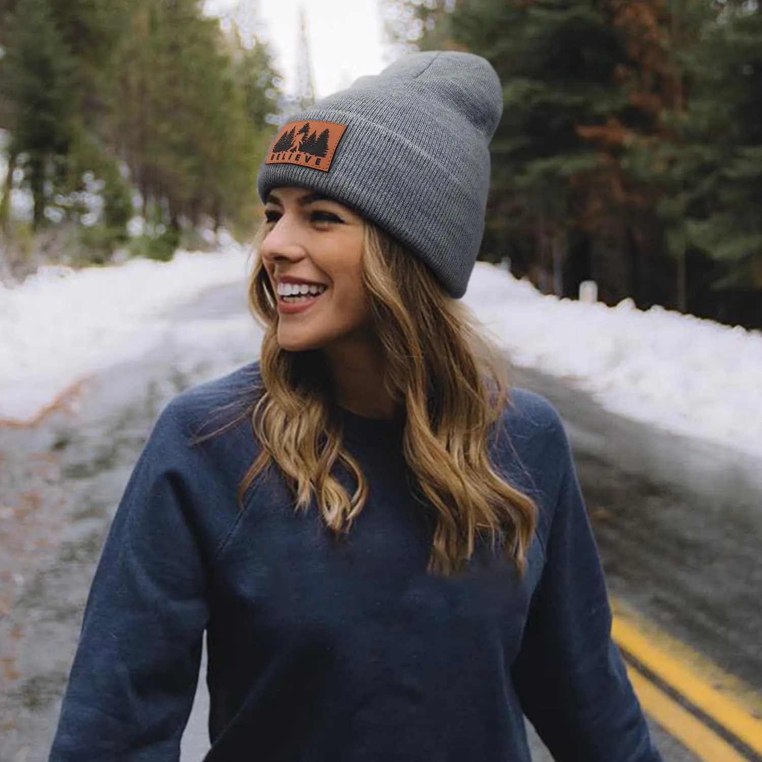 Bigfoot Beanie for Men - Sasquatch Hat Winter Knit Cuffed Beanie for Women - Bigfoot Gifts for Christmas & New Year