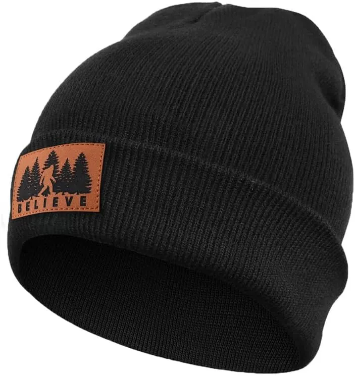 Bigfoot Beanie for Men - Sasquatch Hat Winter Knit Cuffed Beanie for Women - Bigfoot Gifts for Christmas & New Year