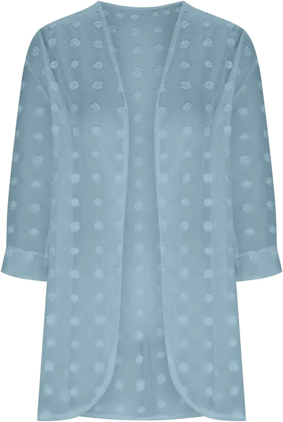 Binmer Swiss Dots Kimono Cardigan for Womens 3/4 Sleeve Lightweight Summer Chiffon Open Front Dusters Loose Beach Cover Up