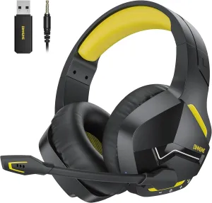 BINNUNE Wireless Gaming Headset with 2.4GHz for PS5, PS4, PC, Switch, FPS Gamers, 120Hrs  Bluetooth 5.3 Gaming Headsets with Noise Canceling Mic, 50MM Headphones for Laptop, Mobile, Mac