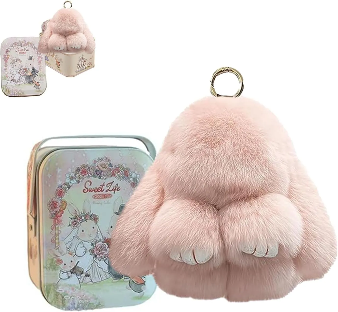 Bunnylulu Keychain with Box, Bunny Keychain with Tin, BunnyCute Plush Key chain