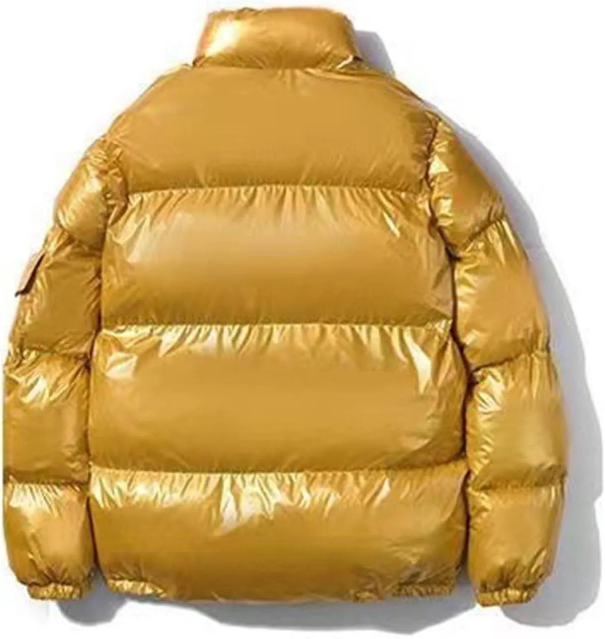 Cambkatl Men's Glossy Padded Winter Coat Metallic Full Zip Down Quilted Puffer Jacket Warm Plus Size Shiny Puffy Outerwear