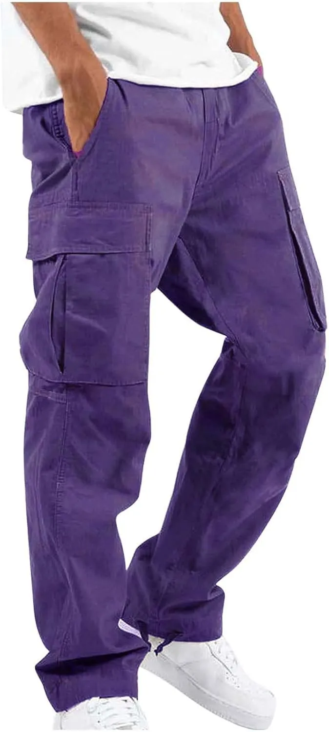 Cargo Pants for Men Baggy Drawstring Elastic Waist Sweatpants Stylish with Pockets Work Pants 2024 Joggers Trousers