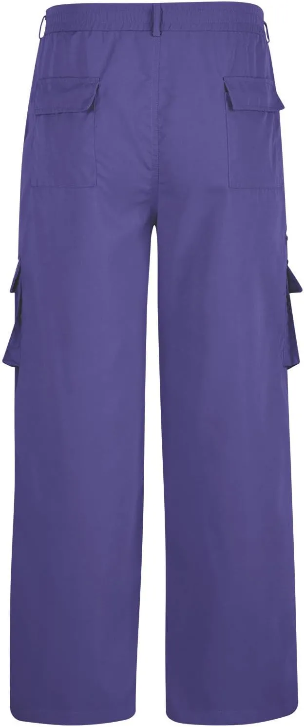 Cargo Pants for Men Twill Stretch Elastic Waist Hiking Pants Lightweight Outdoor Jogger Trouser with Zipper Pockets