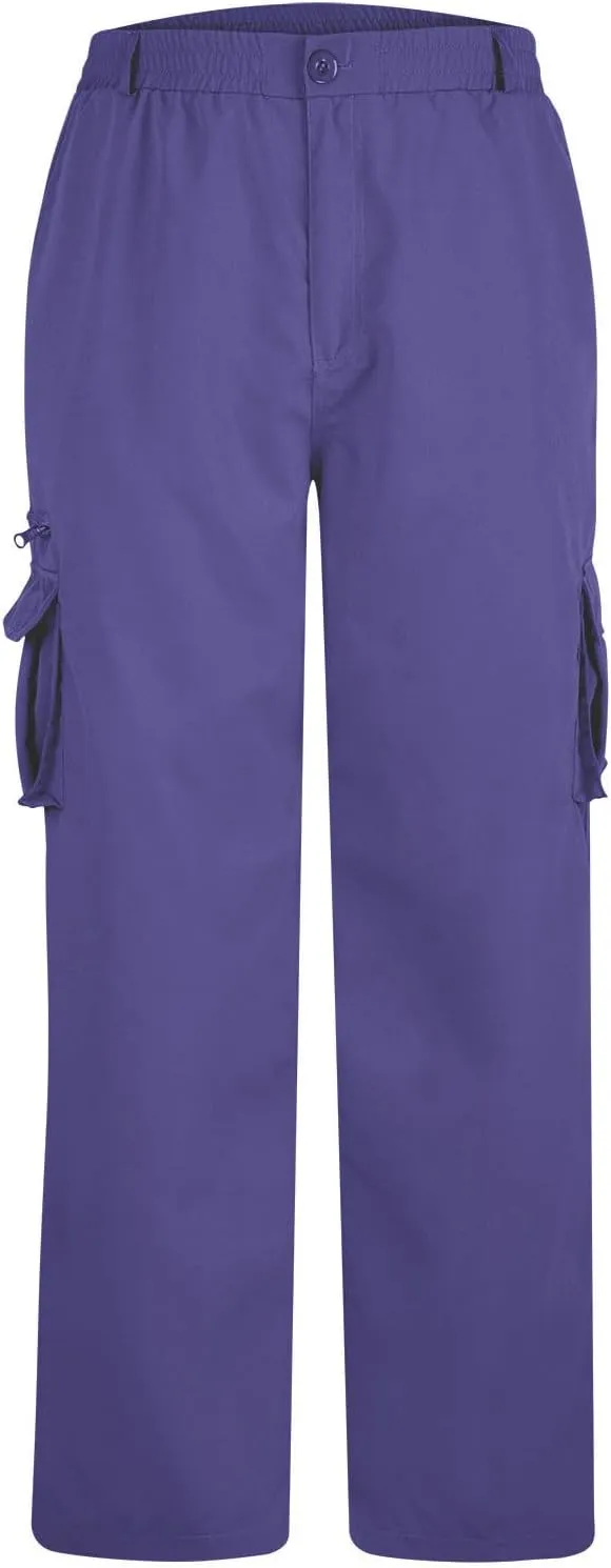 Cargo Pants for Men Twill Stretch Elastic Waist Hiking Pants Lightweight Outdoor Jogger Trouser with Zipper Pockets