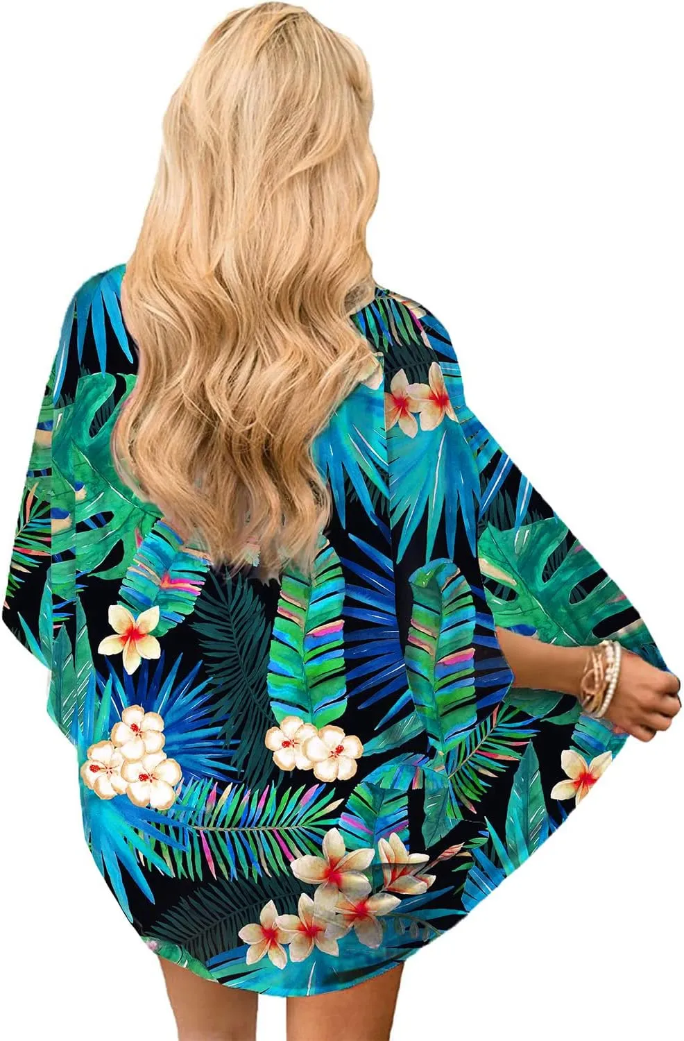 ChainJoy Women's Summer Beach Boho Chiffon Kimono Cardigans Sheer Open Front Cover Ups Tops