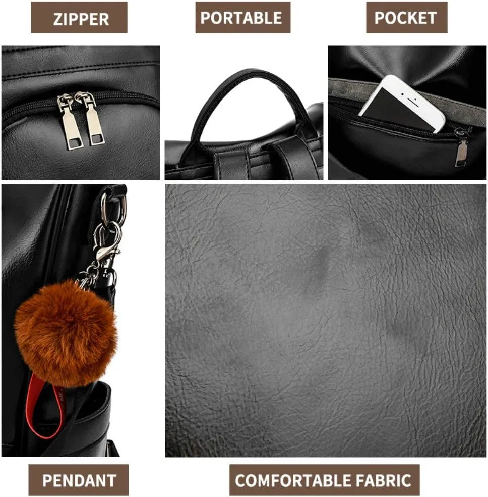 CHERUTY Women Backpack Purse PU Leather Anti-theft Casual Shoulder Bag Fashion Ladies Satchel Bags