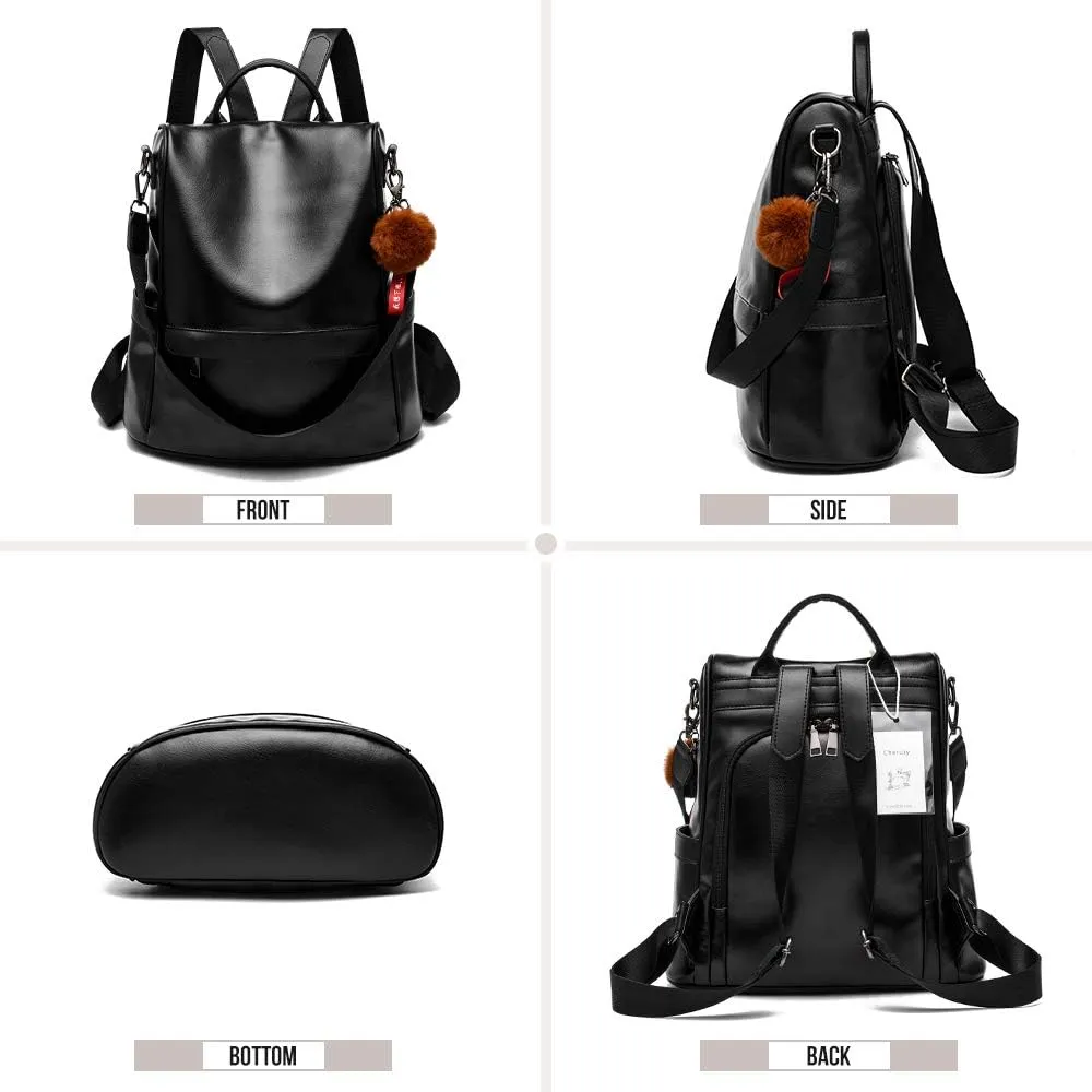 CHERUTY Women Backpack Purse PU Leather Anti-theft Casual Shoulder Bag Fashion Ladies Satchel Bags